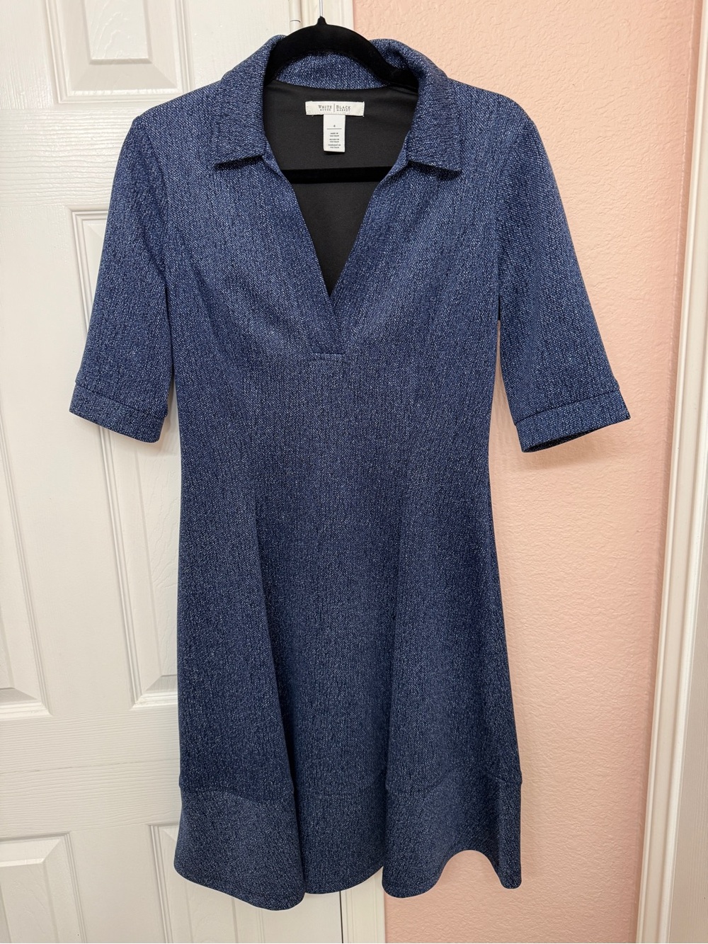 White House Black Market Navy Knit Fit-and-Flare Dress